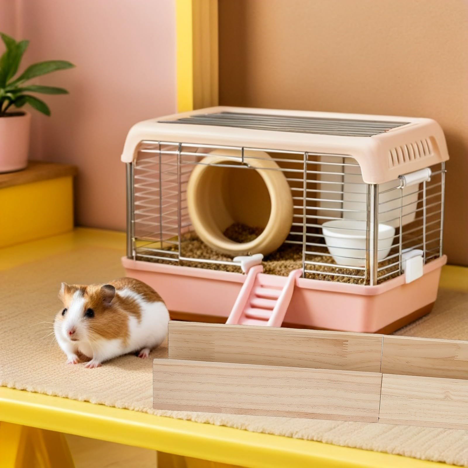Holzrampe für Meerschweinchen mit Natürlichem Material und Sicherer Konstruktion für Haustierkäfig und Aktiven Spielplatz in Khaki Farbe