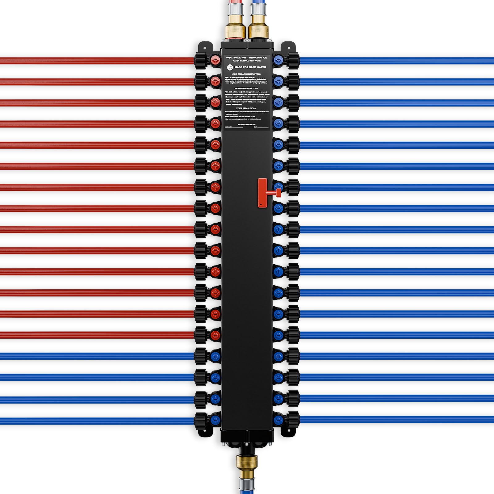 Photo 1 of 50363 36-Port PEX Manifold | Compatible with viegamanabloc | 22 Cold 14 Hot Full-House Water Distribution |3/4" Inlet 1/2" Zero Lead Alloy PEX Crimp| Leak-ProofValves & Chlorine Resistant