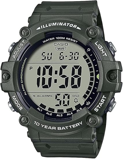 Casio Illuminator 10-Year Battery Extra Long Strap 100 M Water Resistance 5-Alarm