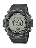 Illuminator AE1500WH Series | 10-Year Battery | LED Backlight | 5-Alarms | 1/100 Sec Stopwatch | Men's Digital Watch