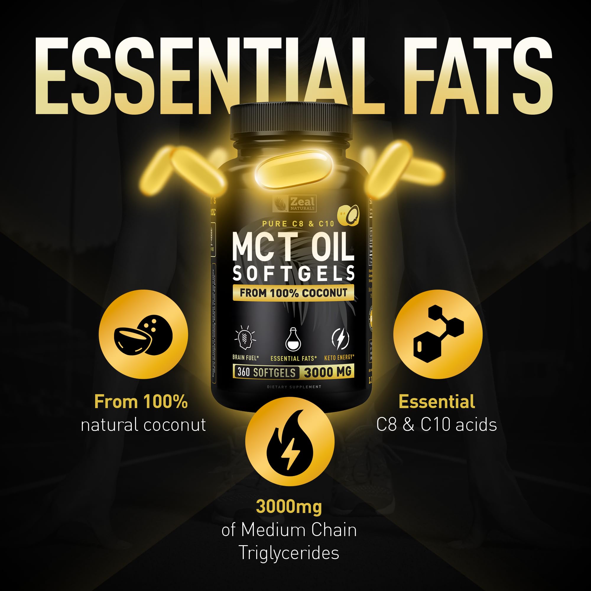 MCT OIL 400ml×8 Amazon.com: Zeal Naturals Pure MCT Oil Capsules - 3000mg, 360