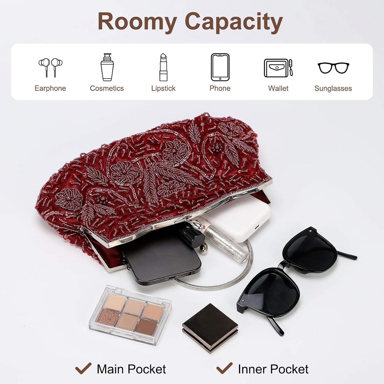 DTGN Clutch Purse Evening Clutch Bag Handbag Cross Body Bag Wallet for Women Formal Wedding Club Party