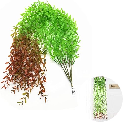Miniatura 7 de PASYOU Vines colgantes artificiales, simulación falsa vegetación de sauce llorando hojas verdes vid para boda, fiesta, interior, exterior, hogar,