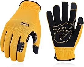 Vgo... Touchscreen Work Gloves, Construction Warehouse Gloves, Gardening Gloves, Lightweight Mechanic Gloves (10/XL, 1 Pair, Yellow)