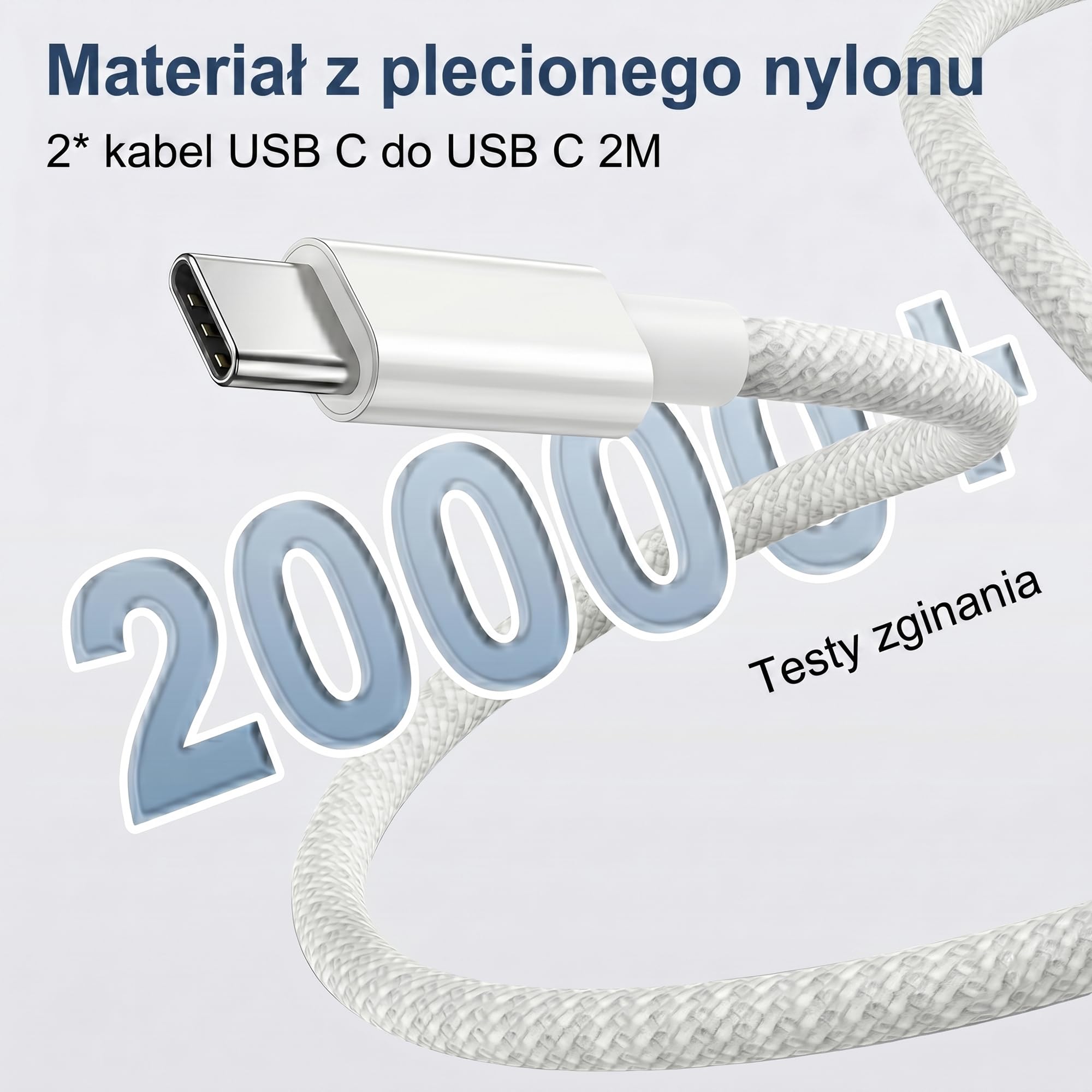 Ładowarka USB C, wieloportowa ładowarka 5 portów z 2×2M kablem USB-C na USB-C, zasilacz USB C 50W PD 3.0 Power Adapter wtyczka USB do iPhone, Samsung