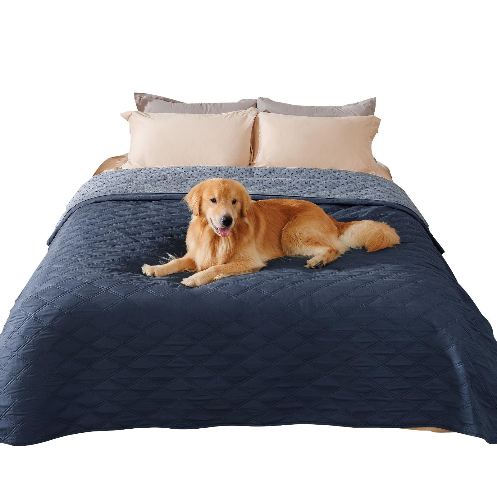 Luciphia 100% Waterproof Couch Cover Blanket for Dogs Anti-Slip Pet Couch Protector Sofa Mat Puppy Cat Blanket with Non-Slip Bottom, Navy Blue, 82x120 Inch