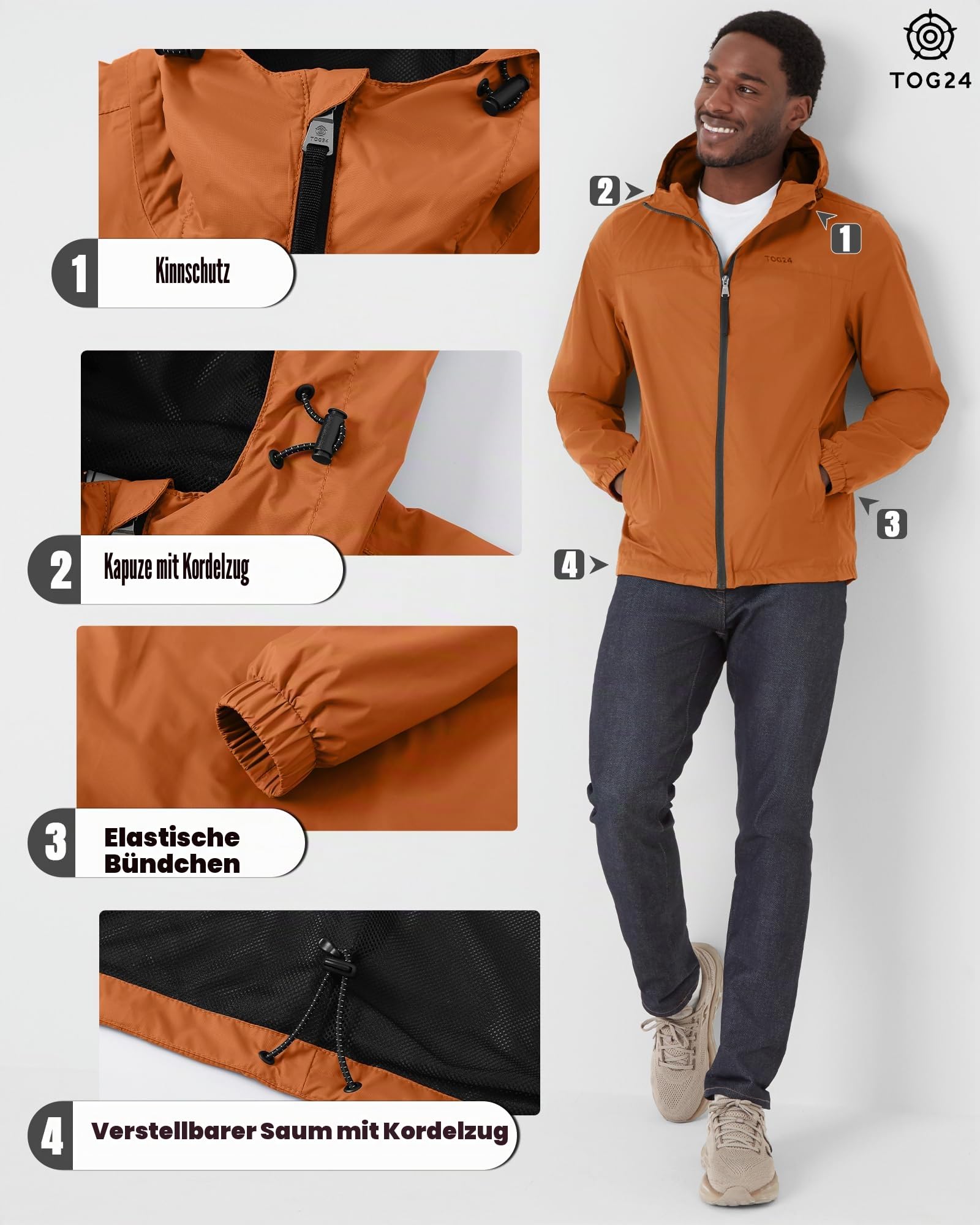 TOG24 Craven Herren Regenjacke Wasserdichte Atmungsaktiv Outdoorjacke Leichte Windjacke Faltbare Regenjacke Für Fahrrad Wandern Lauf