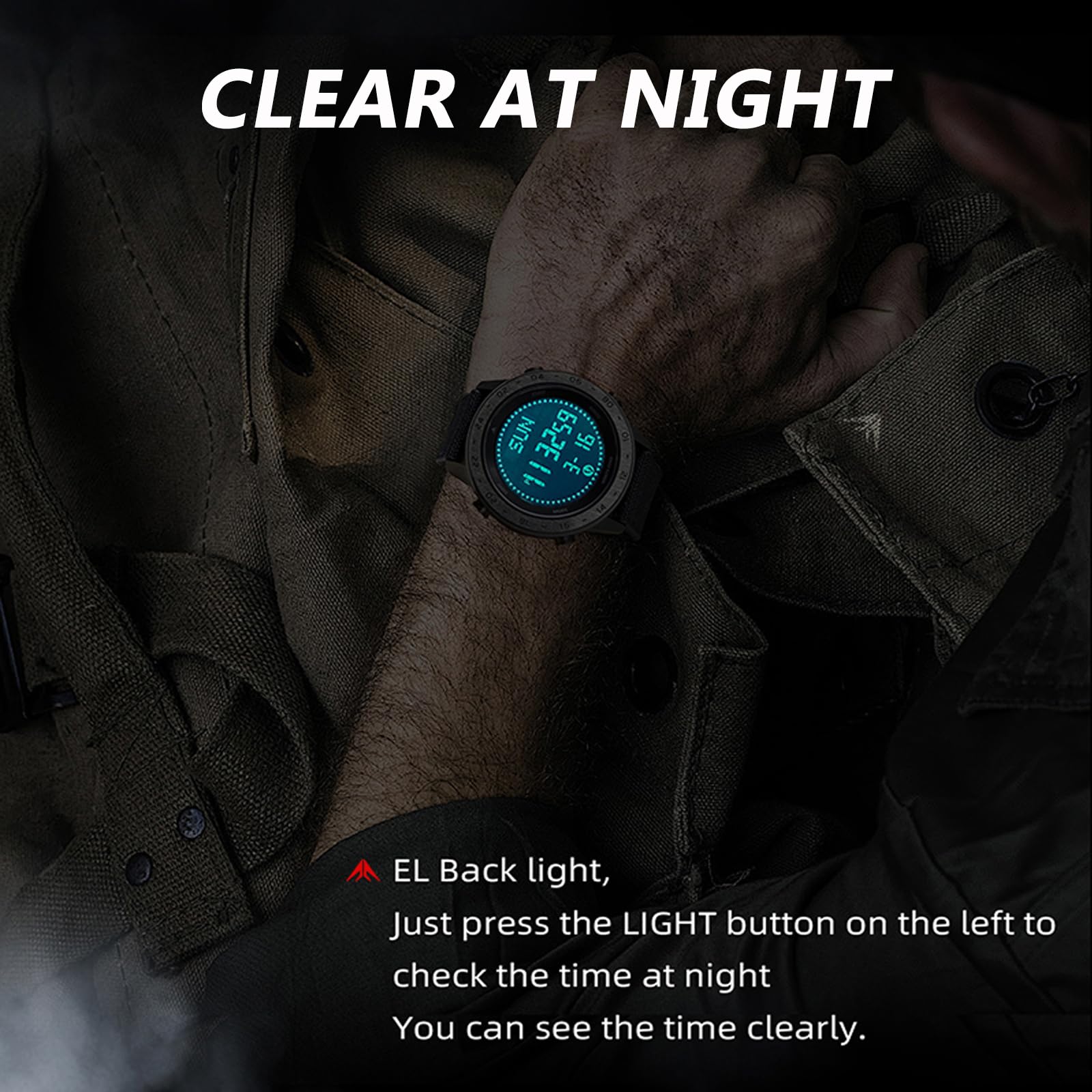 findtime Montre Militaire Étanche 3ATM - Podomètre, Boussole, Tracker d'Activité pour Homme/Femme/Enfant - Sport/Randonnée