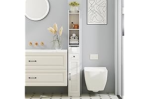 59"H Narrow Bathroom Storage Cabinet, Tall Slim Skinny Bathroom Cabinet