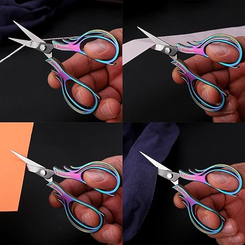 Miniatura 6 de HITOPTY Tijeras de bordado Tijeras de tejer pequeñas tijeras de manualidades con estuche de cuero, cubierta de tijeras pequeñas para costura,