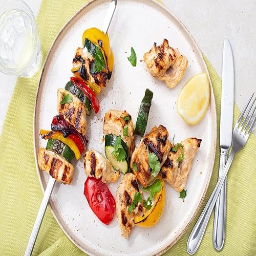 Miniatura 5 de Paquete de 12 brochetas de Kebab de 23.5 pulgadas, de acero inoxidable, para barbacoa, pinchos planos, resistentes, grandes, anchos, reutilizables,