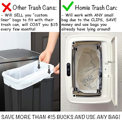 Miniatura 4 de Homie Bote de basura automático e inteligente de 3.2 galones con sensor de movimiento sin contacto y tapa antideslizante, uso como mini cesta de