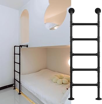 Bunk Bed Ladder Wall Mounted Metal Ladder for Home Loft,100cm 1.5m 1.8m 2m 250cm 3m Height Entrance Egress Ladder, Heavy Duty Attic Stairs Basement Egress Ladder280cm/110in