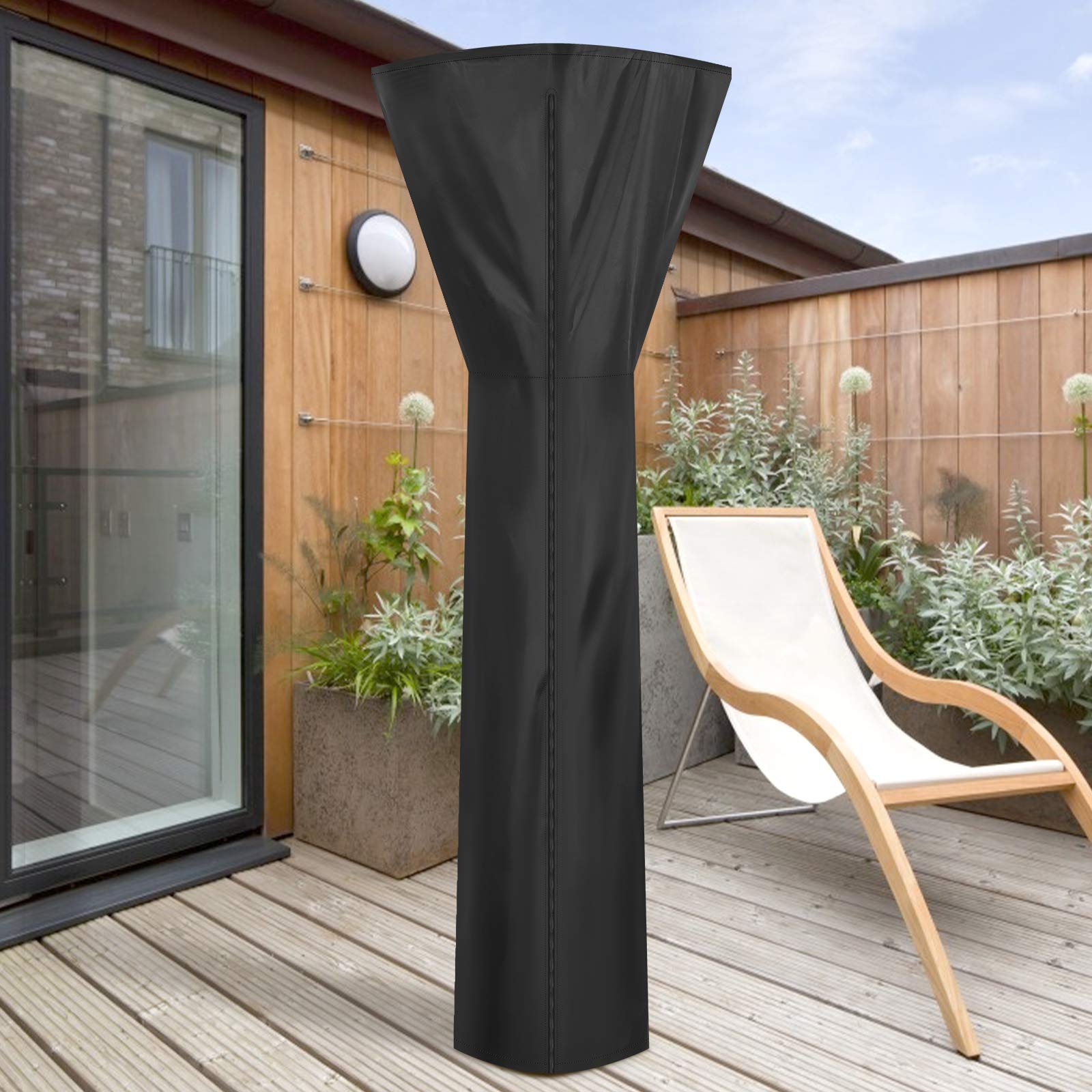 Kaqulec Patio Heater Cover, Standup Outdoor Round Heater Covers with Zipper, Drawstring, Waterproof, Windproof, dustproof, and UV Protection(210D Oxford Fabric H89xD33x19inch, Black)