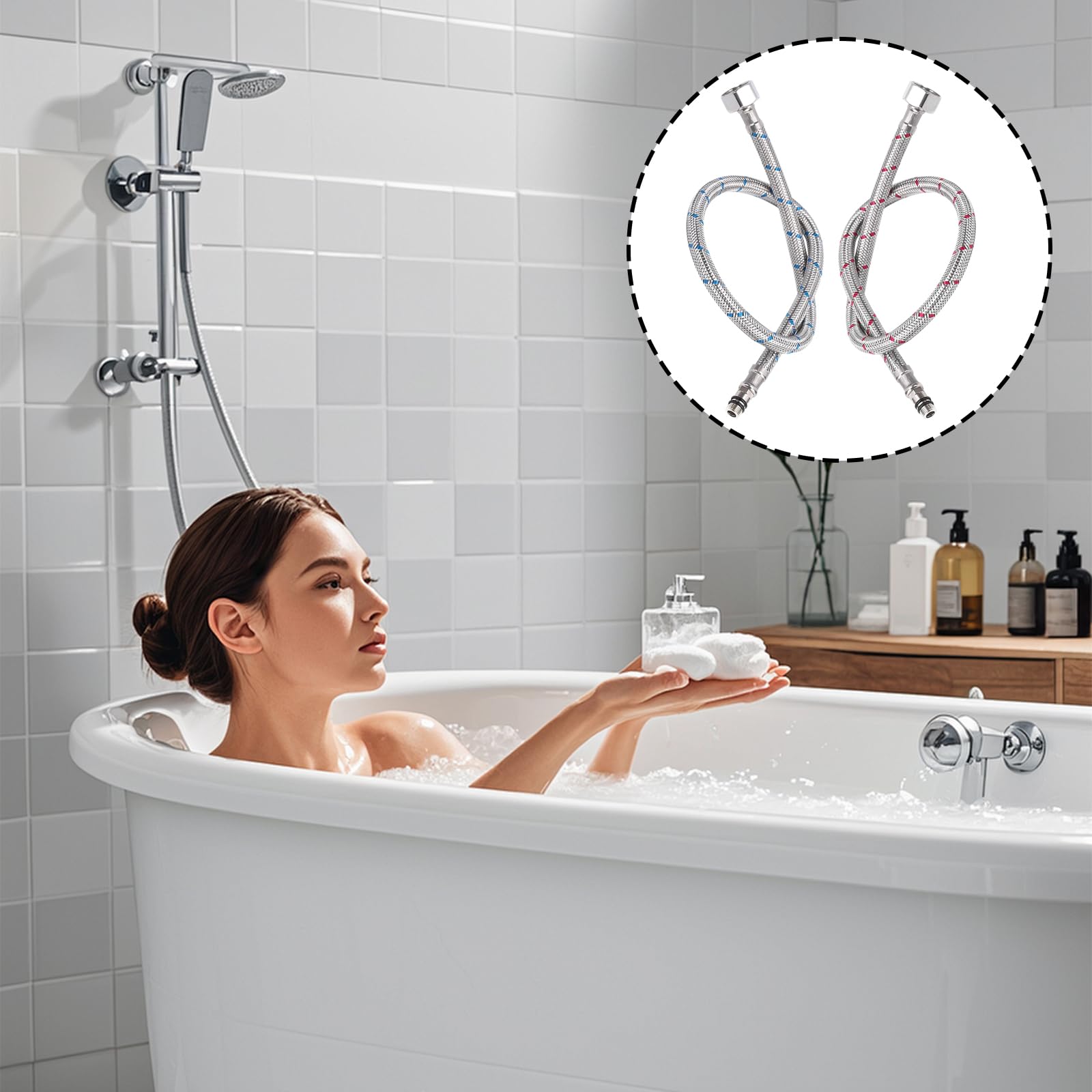 Desfau Robinet G3/8 X 10 Tuyau De Raccordeent Flexible Rallonge Tuyau