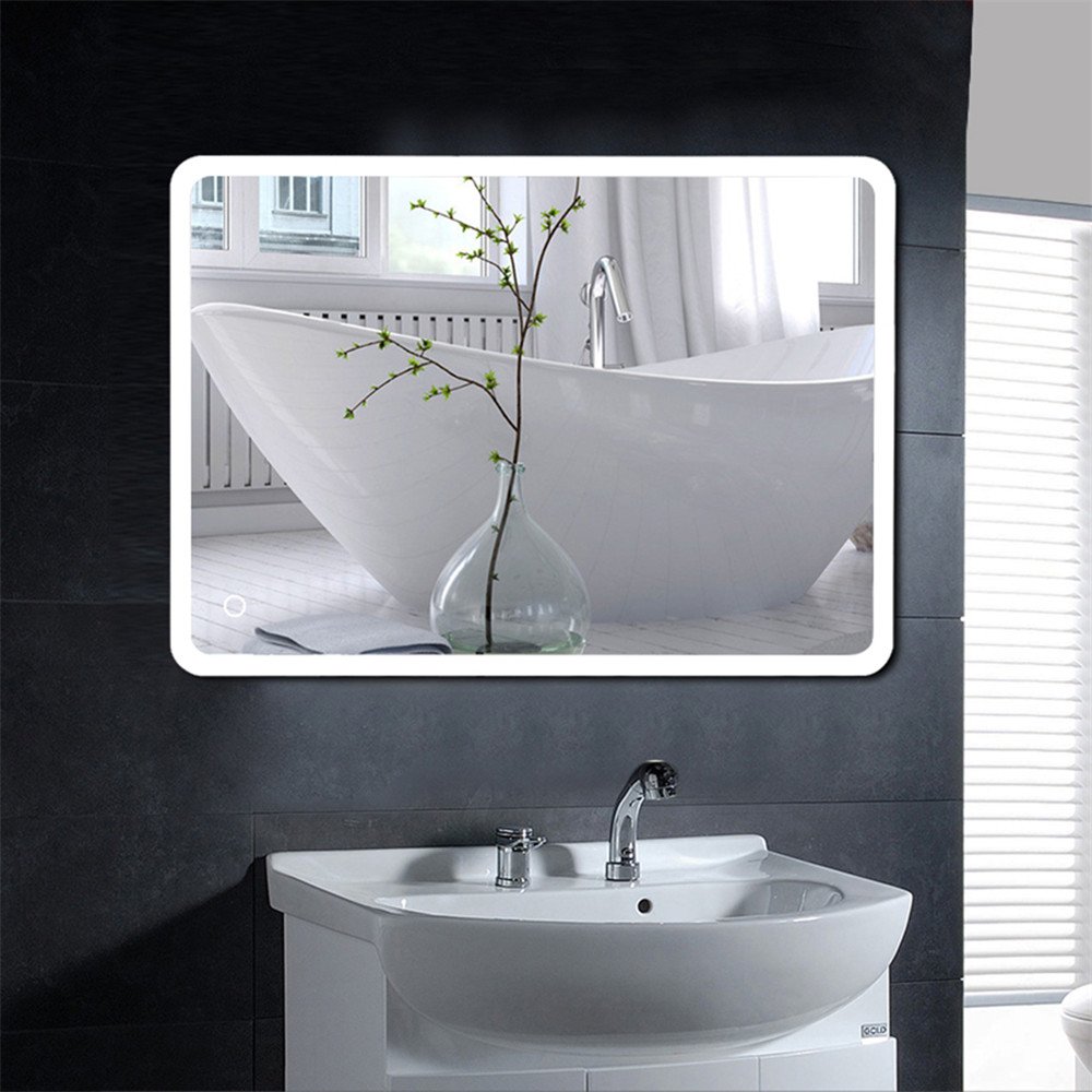 Increíble Espejo de iluminación para baño, Interruptor de Toque Espejo, protección del Medio Ambiente y Ahorro de energía, 5050LED Blanco, Nuevo listado, Esquinas Redondeadas (50 * 70cm)