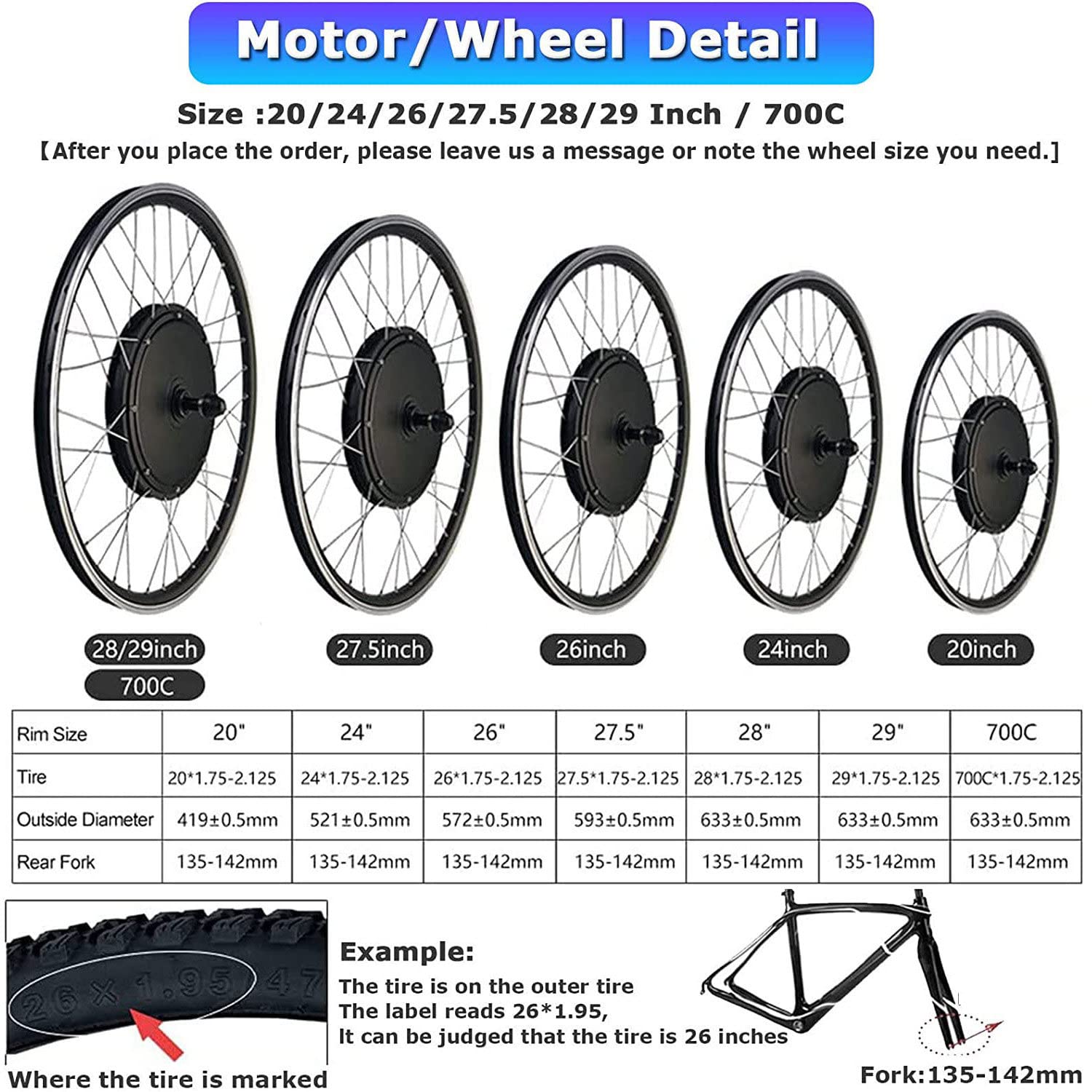 20 ”, 24”, 26 ”, 27,5”, 28 ”, 29”, 700c tylne koło wolnobieg Zestaw do konwersji e-roweru Zestaw e-roweru e-rower Zestaw e-roweru Zestaw do konwersji Pedelec 36V/500W-26inch