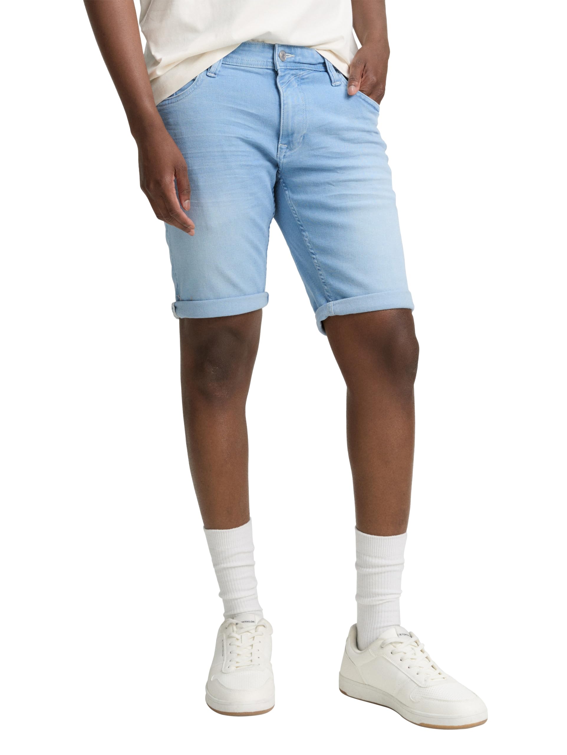 TOM TAILOR Denim Men's TTPIERS Slim Jeans Shorts, 37701 - Light Bright Blue, XL