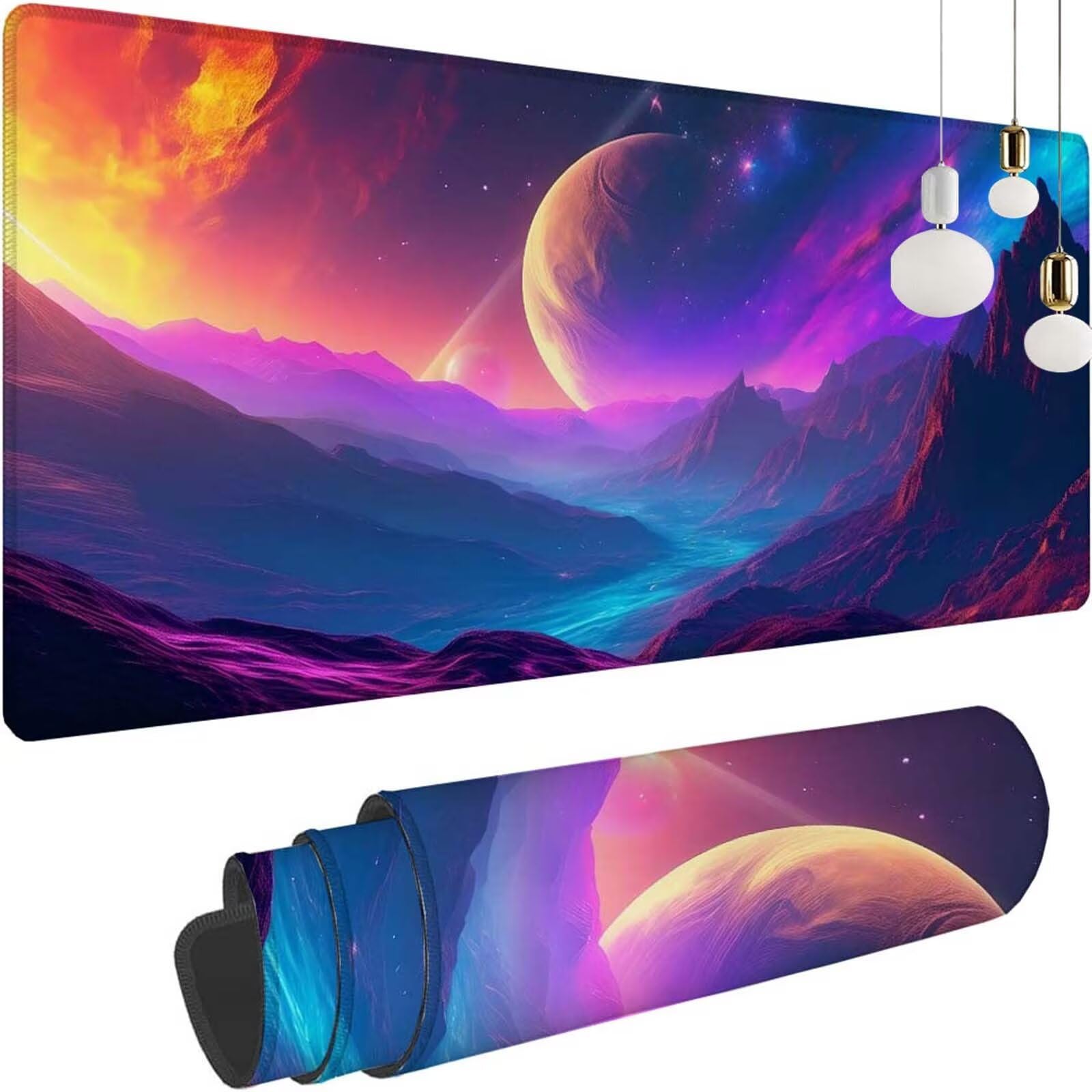 Alfombrilla Ratón Color Montaña Alfombrilla Ratón XXL 1400x600x3mm Mouse Pad Resiste Salpicaduras, Extendida de Gran Tamaño con Bordes Cosidos, Mejora la Precisión y la Velocidad, Antideslizante y-57