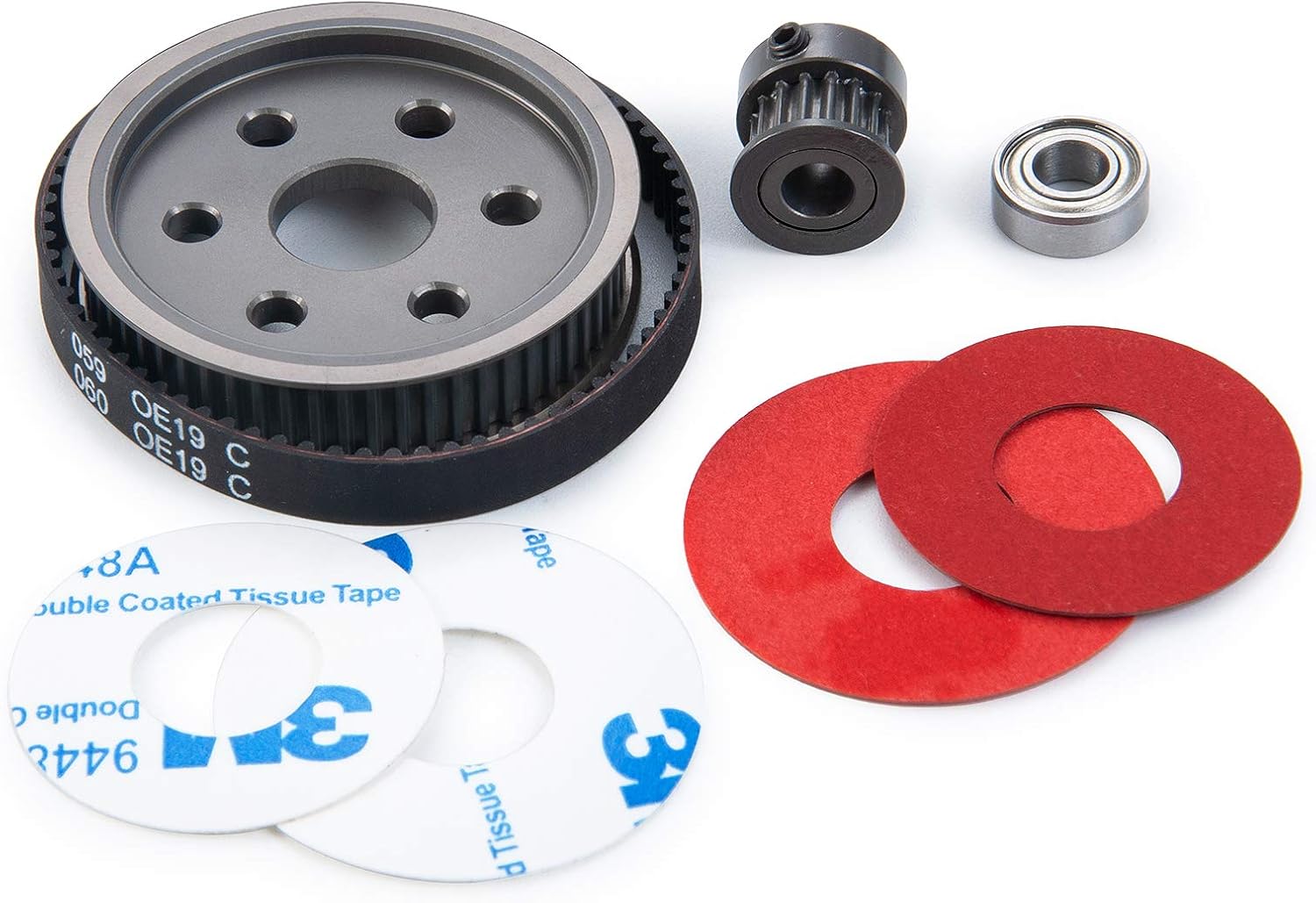 RCHUBAM 3.17/5.0mm Belt Drive Transmission Gears System for 1/10 RC Crawler Axial SCX10 Motor Gear Shaft Conversion (5.0mm) - Kit - 1Set Belt Transmission Kit