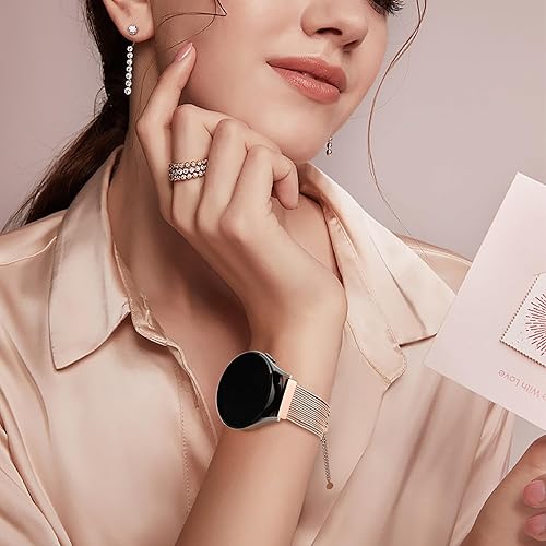 Miniatura 5 de Oanux Correa de borla de acero inoxidable para Samsung Galaxy Watch 654Active 2 1.575 in 1.732 inWatch 5 ProWatch 4 Classic 1.811 in 1.654 in mujer,