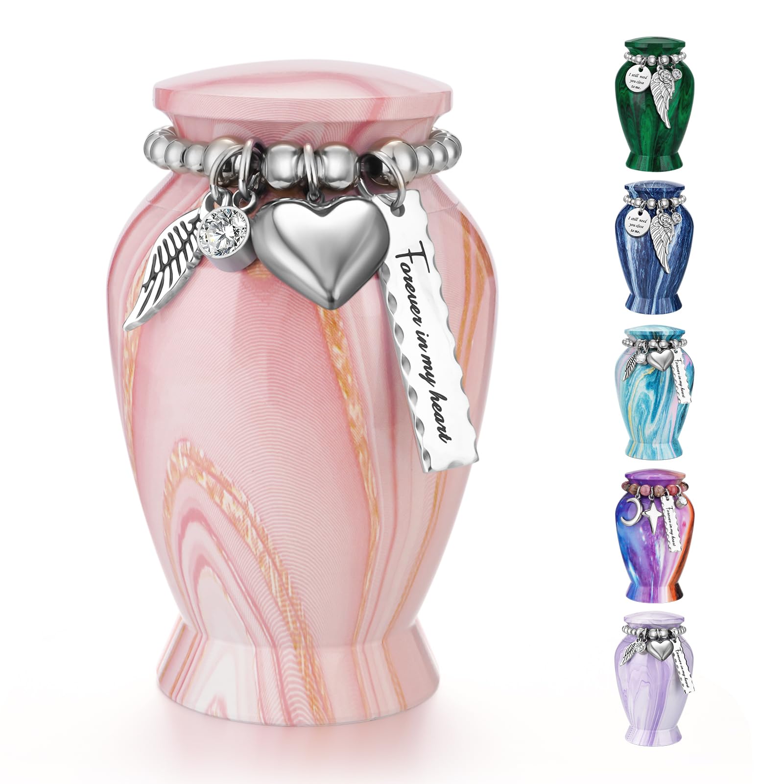 Abooxiu Small Urns for Human Ashes Keepsake 2.85 Inches Mini Urns for Ashes Memorial Small Cremation Urn Ash Keepsake Urns Mini Funeral Burial Decorative Urn for Adult Males Females Pets, Blush Pink