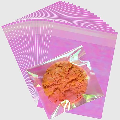Bolsas de celofán iridiscentes autosellantes – 5 x 6 pulgadas, 100 bolsas resellables para embalaje, regalos y fiestas