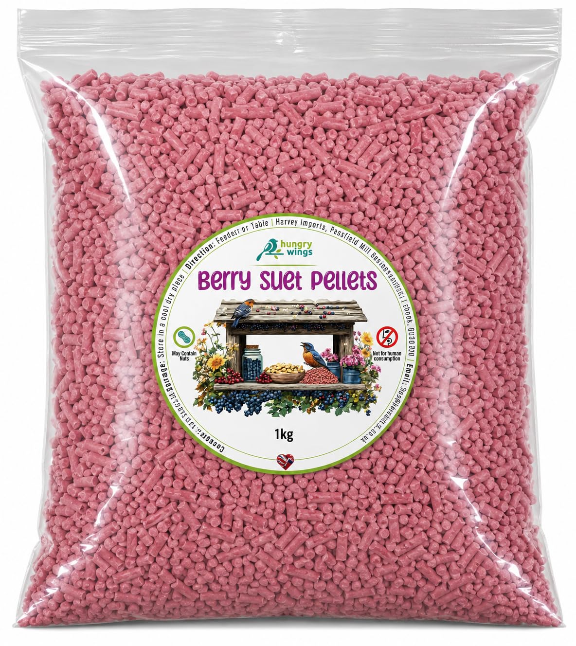 Wild Bird Food (1kg, Berry Suet Pellets)