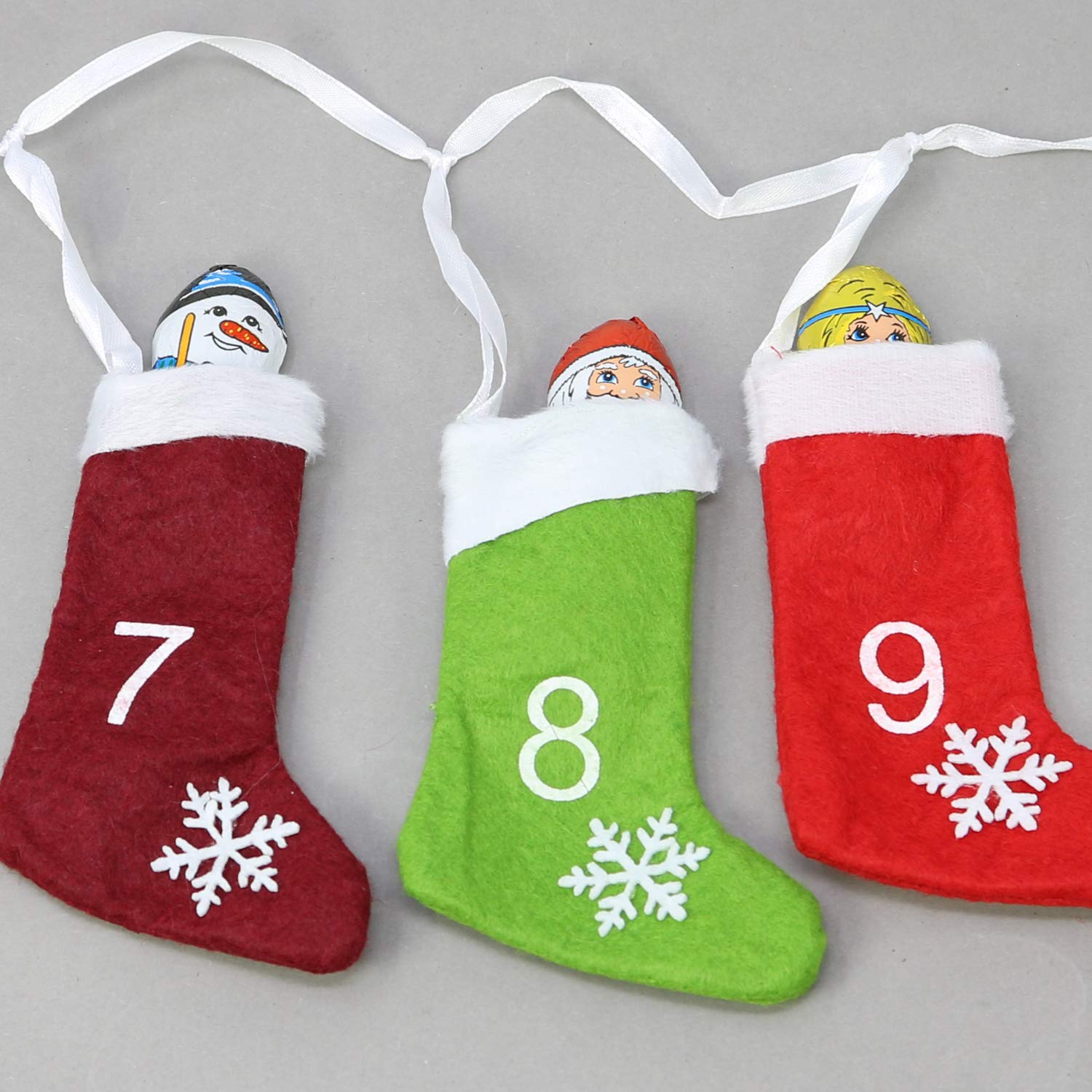 com-four® Advent calendar to hang up and fill yourself, felt advent calendar with boots in great colors with fur trim, 280 cm - Image 3