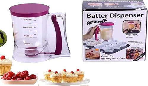 Dispensador de masa para panqueques, mango con resorte para panqueques o parrilla, mezclador de taza y accesorio de cocina, medición y taza para