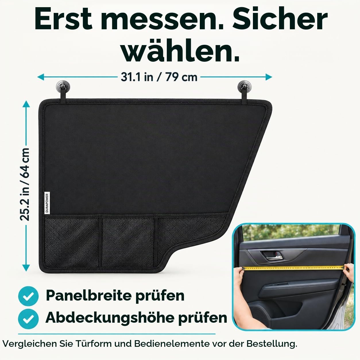 Durapower Auto-Türschutz für Hunde, extra groß und dick, Kratzfest, wasserdicht, für LKW, Innenverkleidung, SUV, universal, 600D, Schwarz, 2 Stück