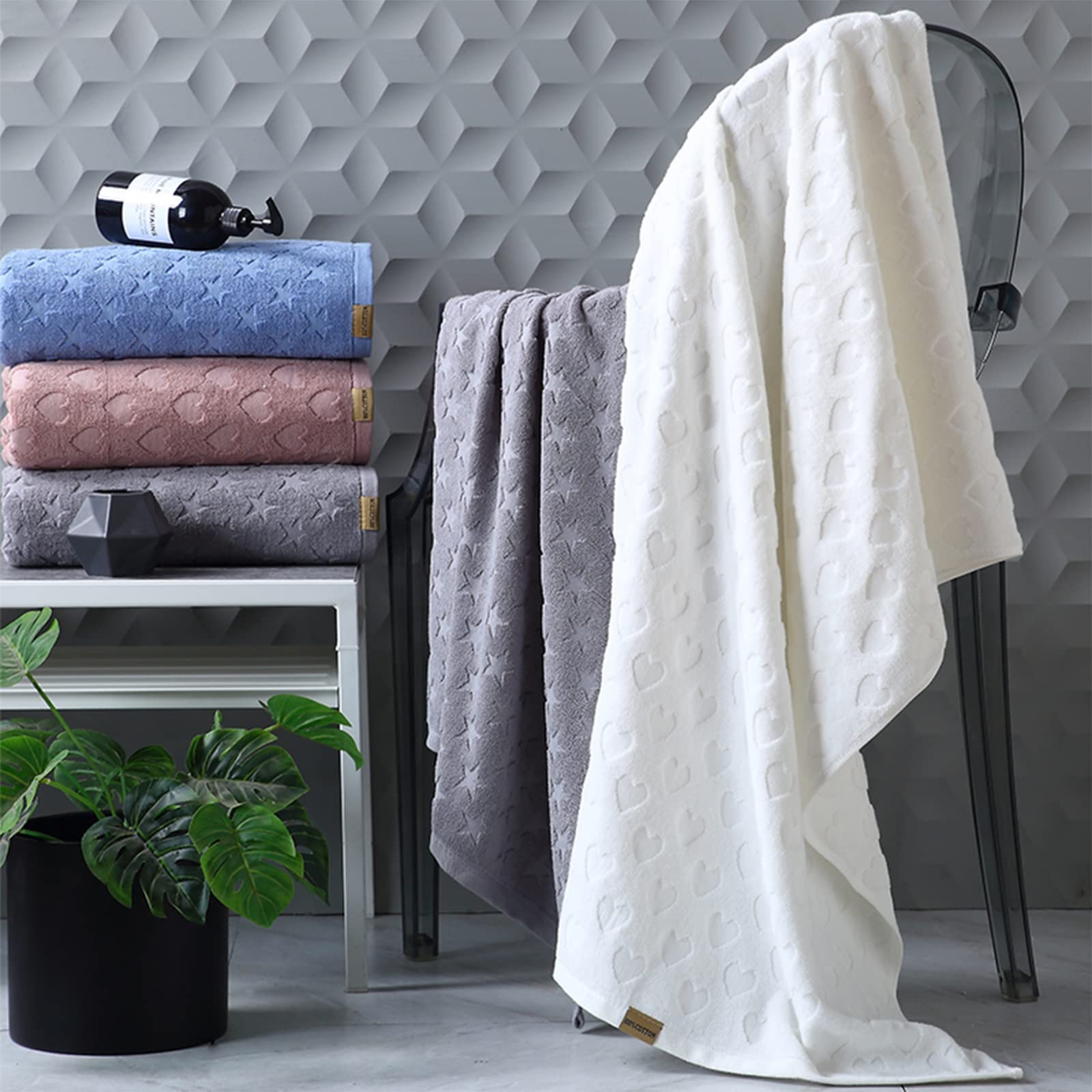 XUEMML Badetücher 4er Set, Badetuch Aus 100% Reiner Baumwolle 70x140CM Badetücher Für Badezimmer, Weiche, Saugfähige Badetücher Extra Groß, Badetücher-Sets Für Badezimmer, Hotel, Spa