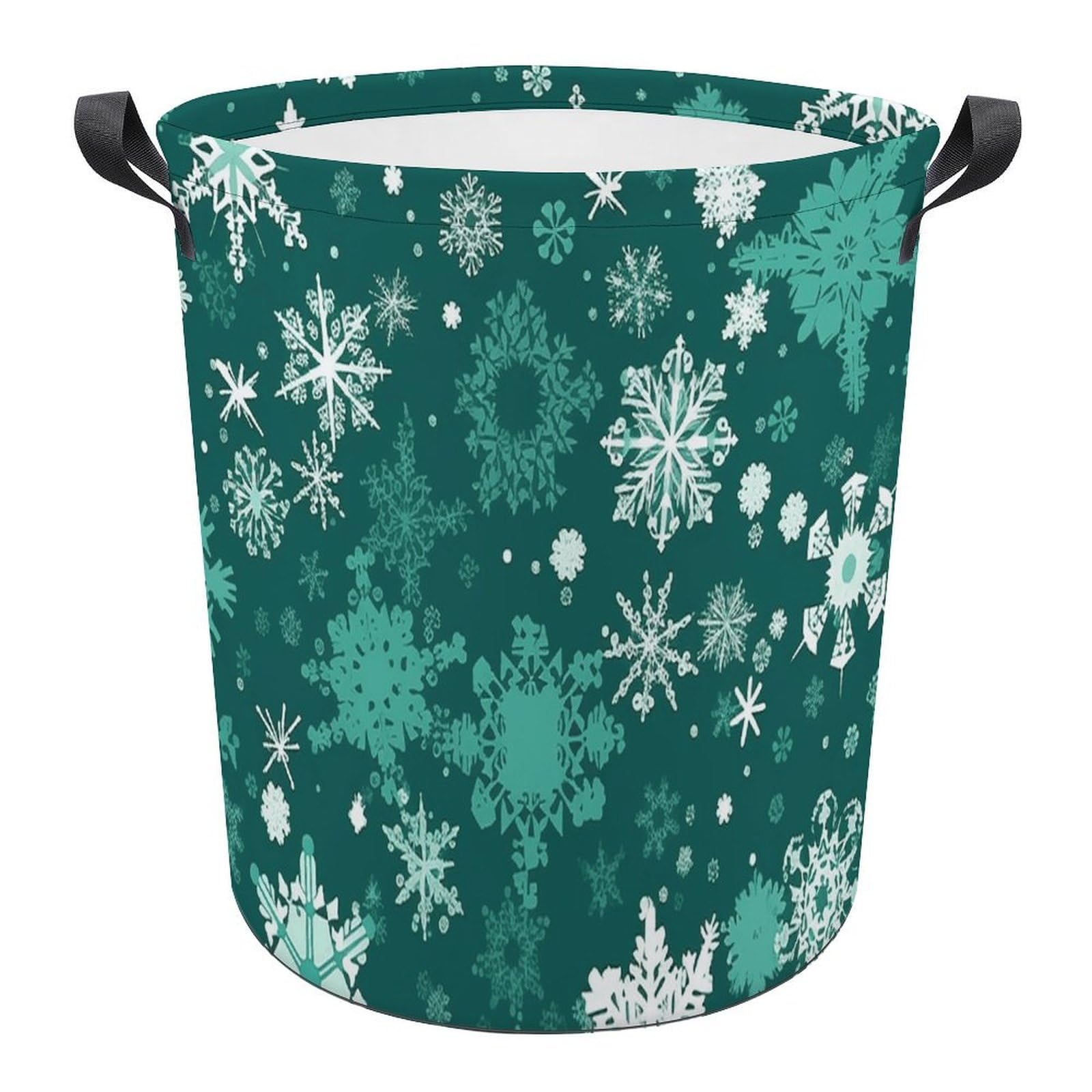 Panier à linge pliable motifs flocons de neige vert pour buanderie familiale