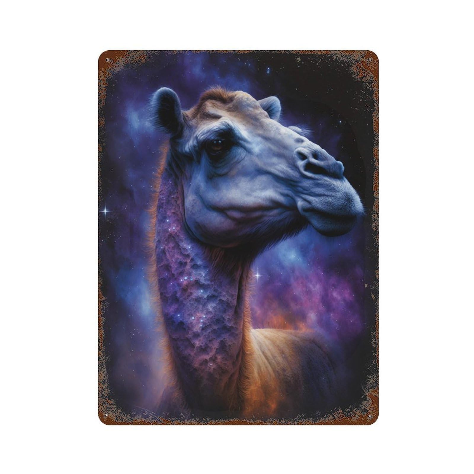 Vintage Rust Metal Sign Cosmic Camel Portrait 15.7"x11.8", Old School Wall Decor for Office, Studio And Wall Decor
