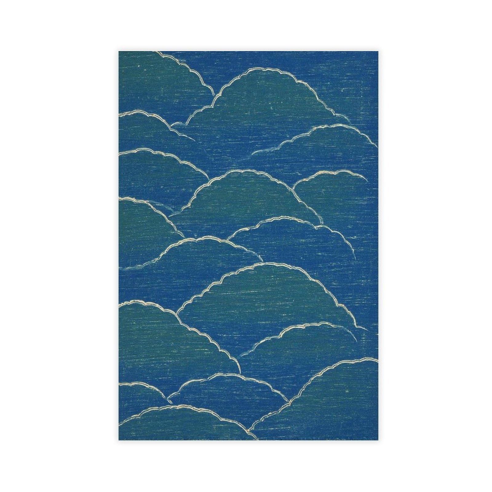 Bareronor Japanese Blue Cloud Canvas Poster Bedroom Decor Landscape Office Room Decor Gift 12" L X 18" W