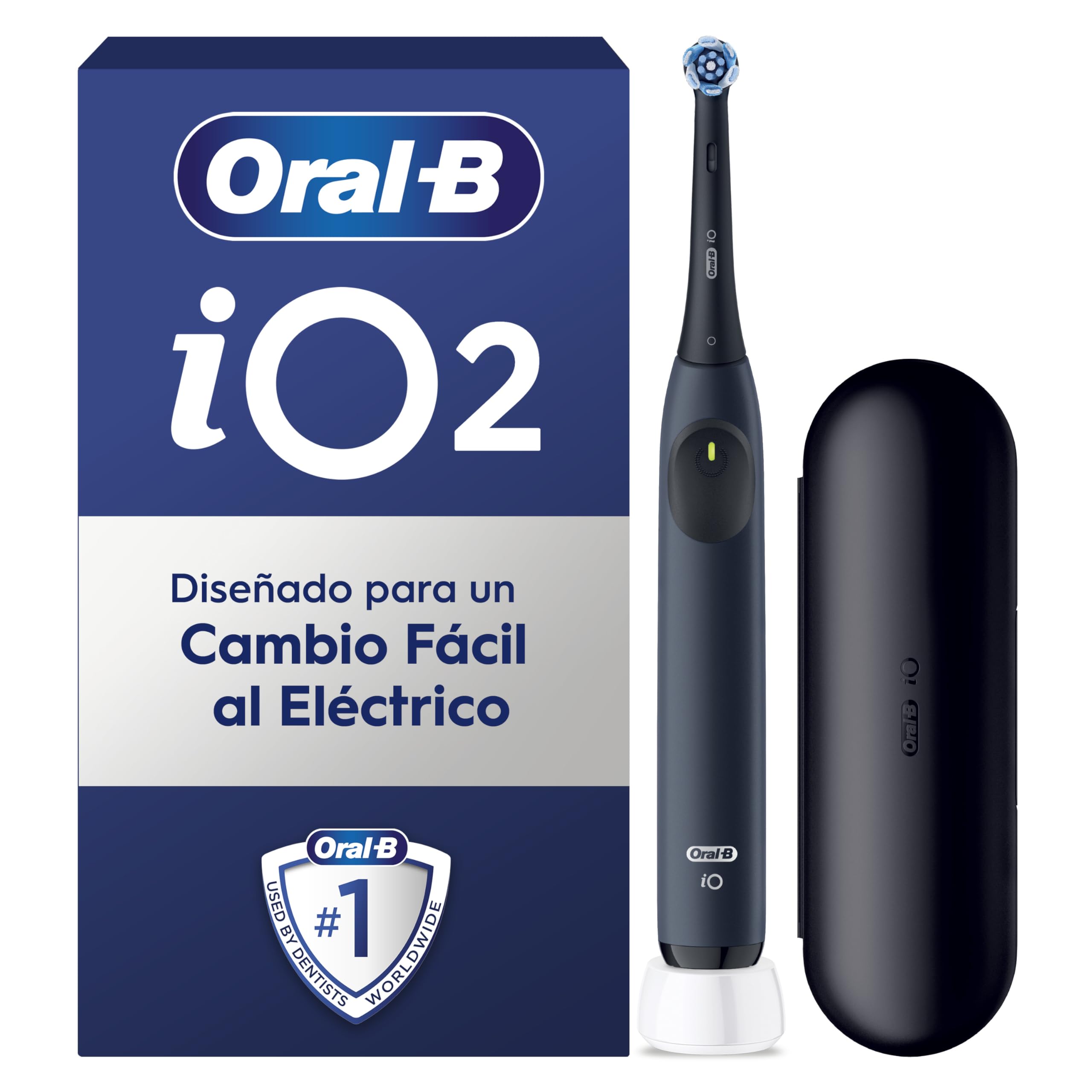 Oral-B iO 2 Cepillo de Dientes Eléctrico Azul Mar, 1 Cabezal, 1 Estuche De Viaje, 3 Modos De Cepillado, Sensor De Presión y Temporizador, Diseñado por Braun, Edición Limitada