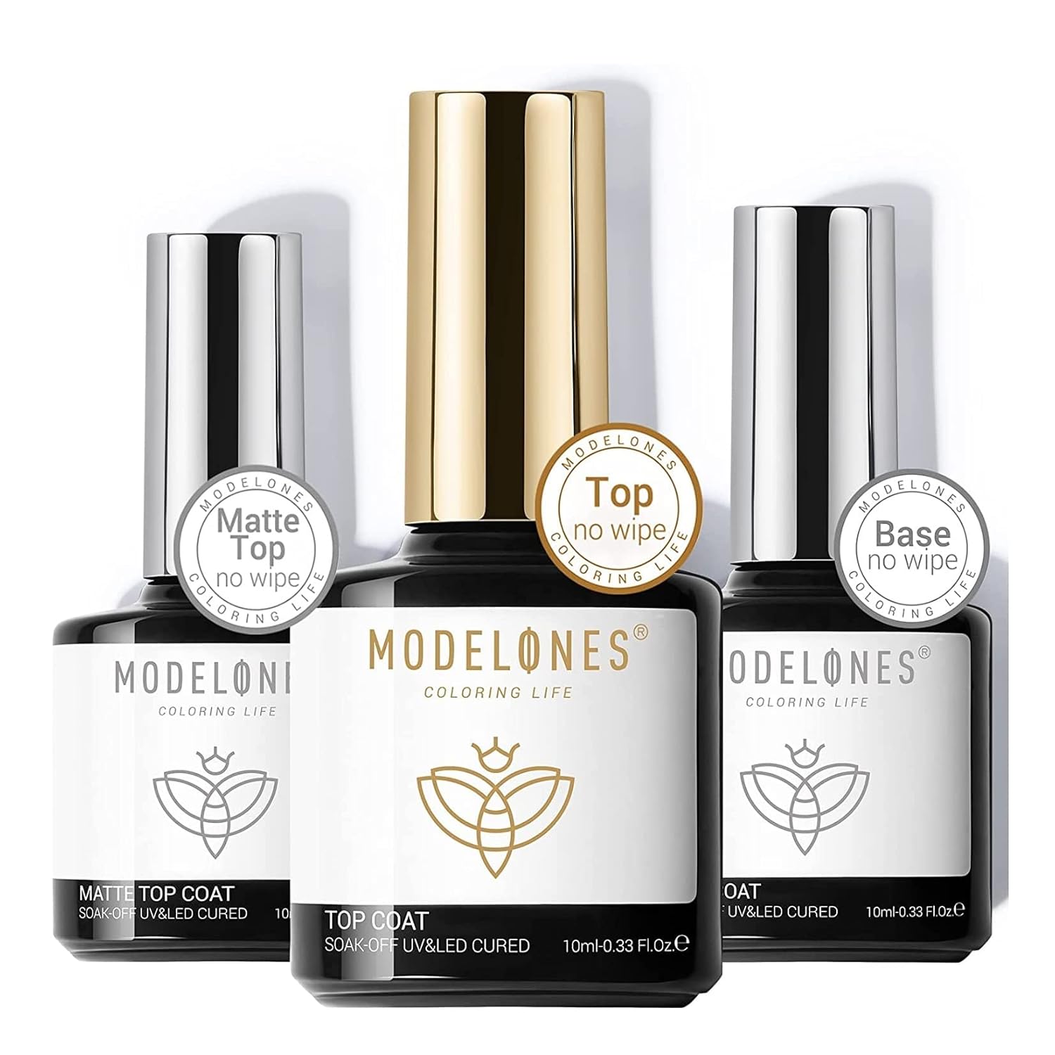 Buy MODELONES 3pcs No Wipe Gel Top Base and Matt Top Coat Set 10ml
