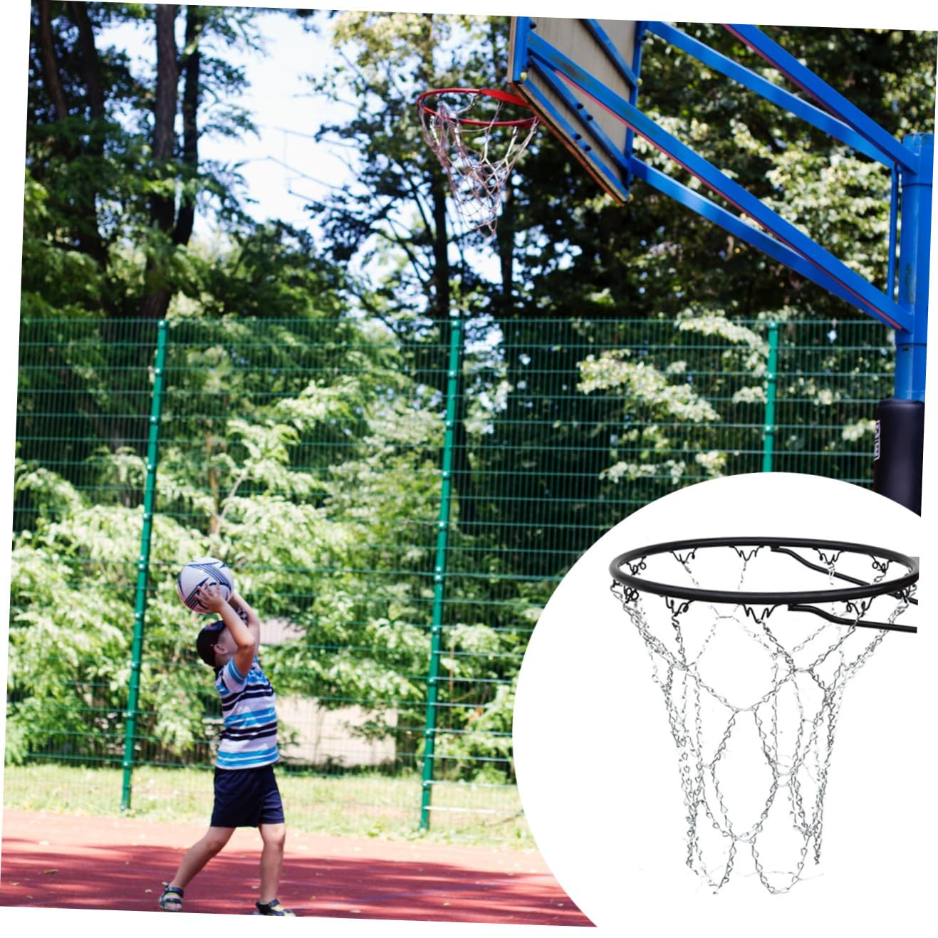 Basketball Kettennetz aus Eisen, Silber, Standardpassform