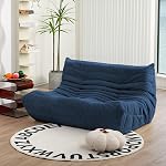 N&V Fireside Loveseat, Mid Century Armless Twin Size Floor Sofa, Soft Premium Corduroy Floor Lounge Chair, Foam Sofa Accent Chair for Living Room Bedroom and Office Frost Grey