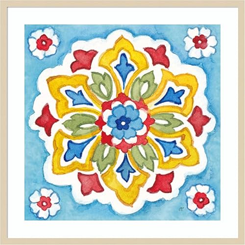 Amanti Art Framed Wall Art Print 33x33 Turkish Tile IV by Cynthia Coulter, Abstract Wall Art, Vintage Decor, Large Poster Painting Artwork for