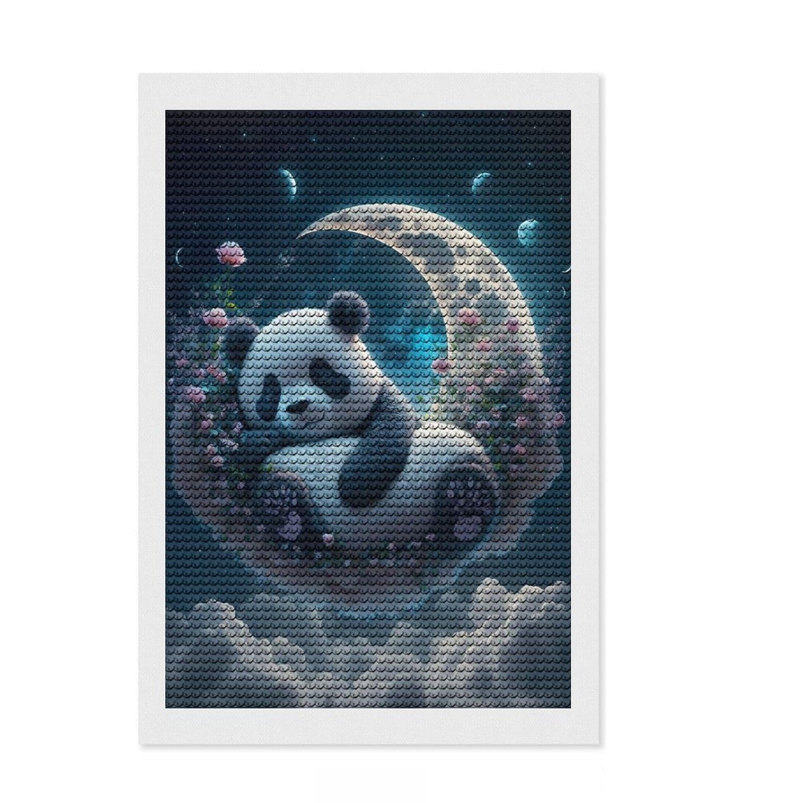 Junmoney Panda Slumber Diamond Art Kit 8"x12", Stress Relief Craft, Living Room Decor, for Craft Lovers, Festive Craft Gift