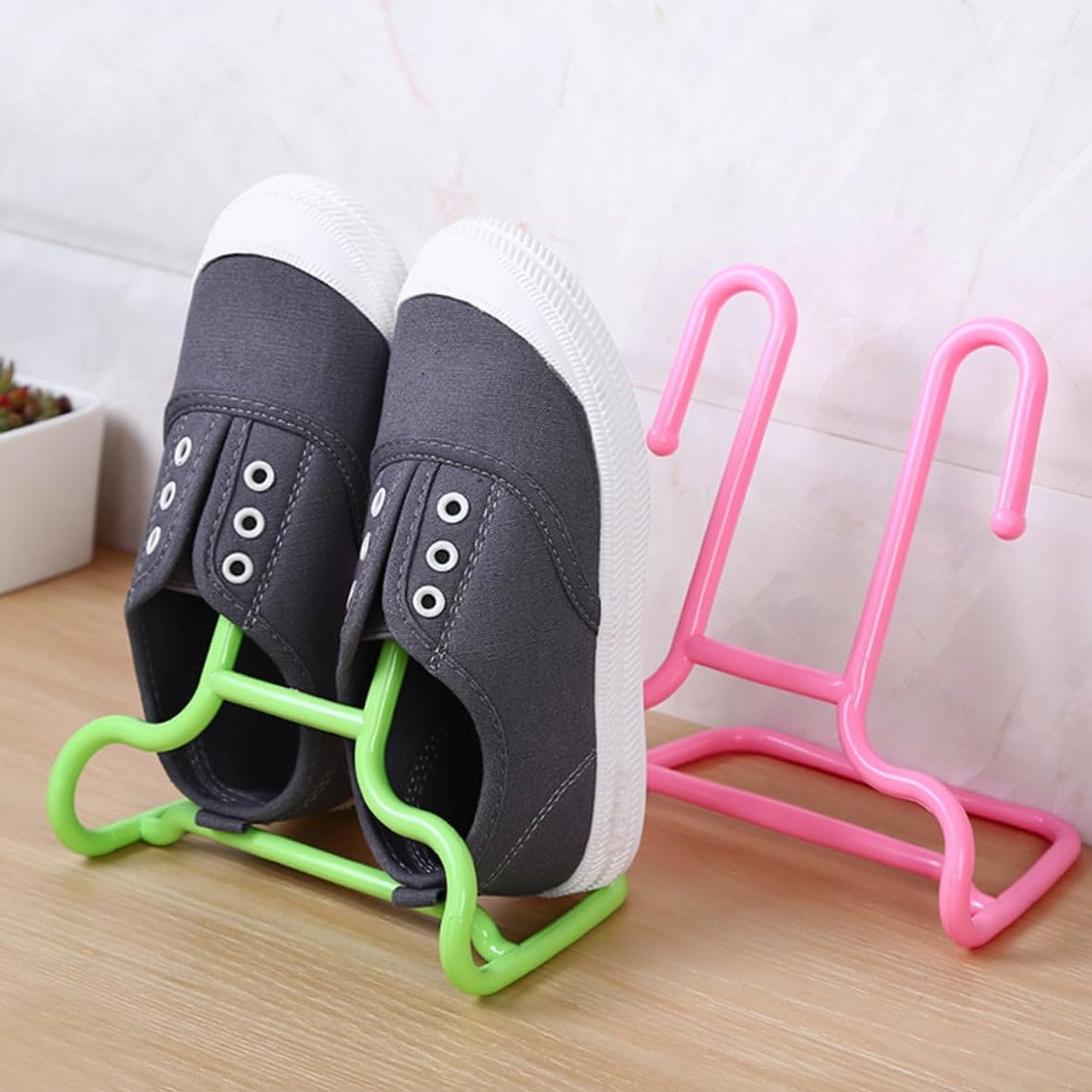 ASGAGZI Multi-Function Shelf Drying Rack Shoe Rack Stand Hanger Shoes Hanging Storage Wardrobe Organizer Rack, Shoe Organizer Stand Closet Shoe Organizer Shoe Holder (2 Pc Set) 2