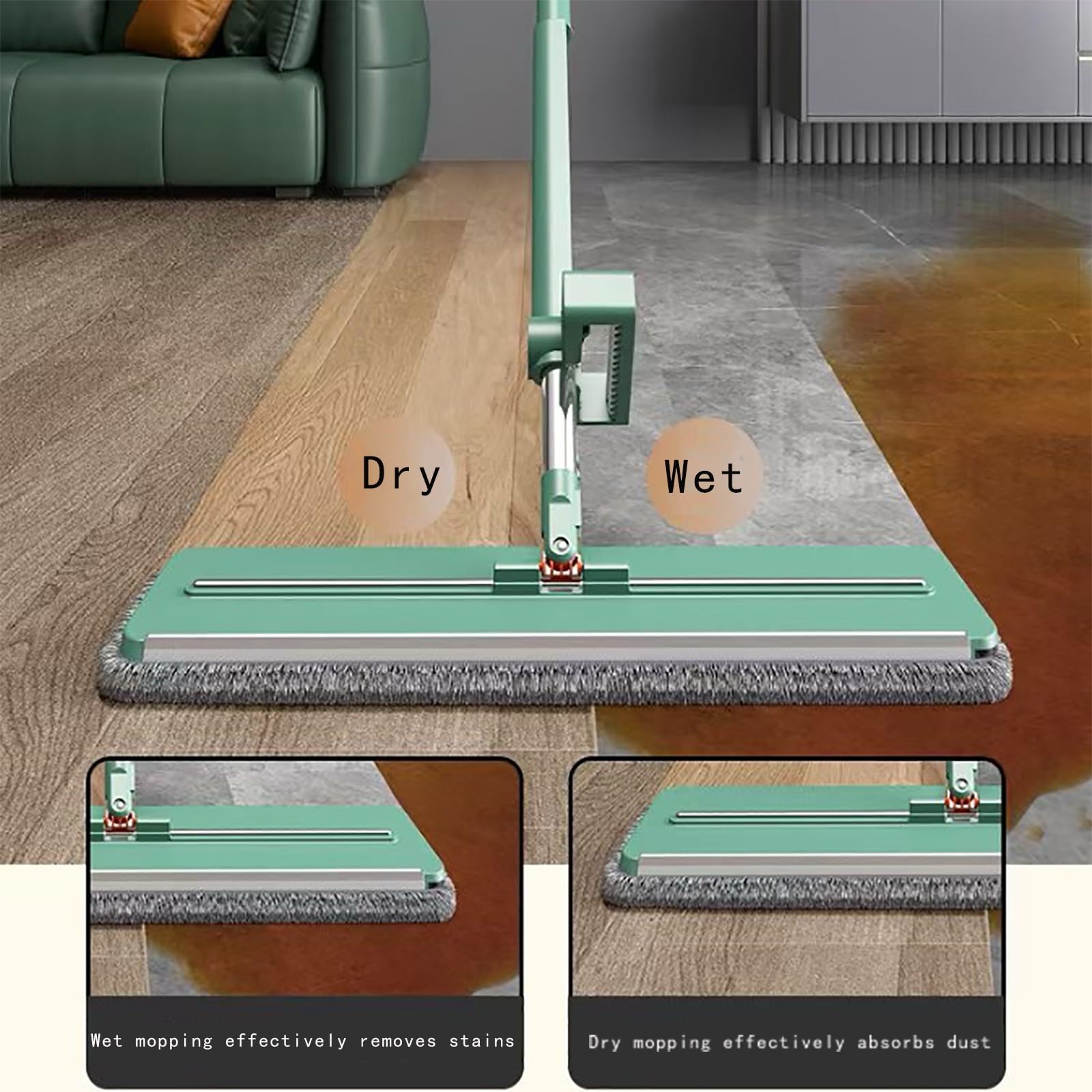 Mopa de microfibra de limpieza profunda para uso húmedo y seco, ideal para laminados, azulejos, suelos de vinilo, herramienta versátil de limpieza de suelos