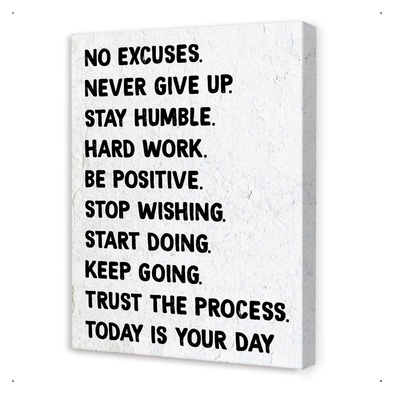RNUMLIGH Inspirational Gym Wall-Art No Excuses Never Give Up Motivational Quote Canvas for Office Home Workout Room(Framed,12x18inch(30x45cm))