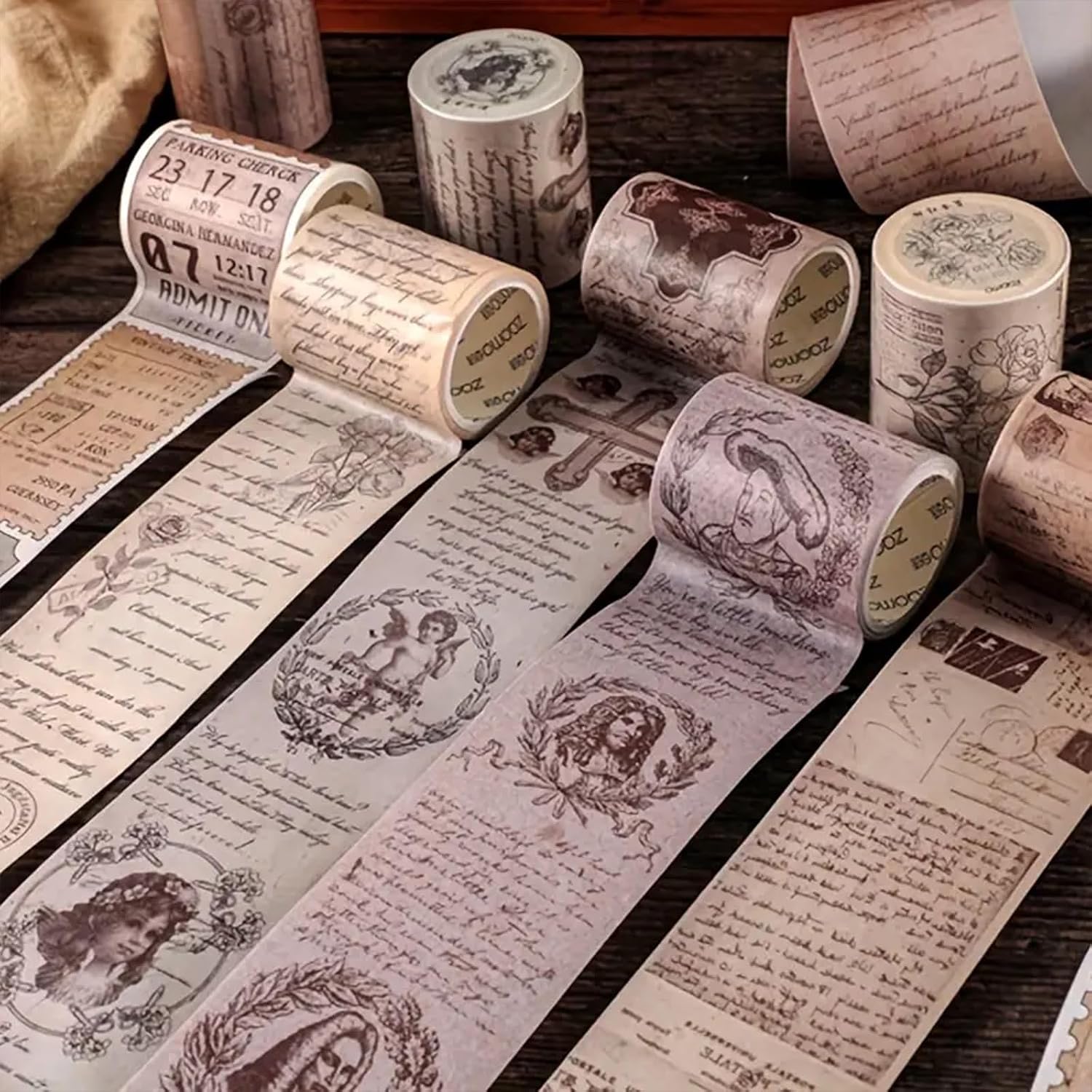 Vintage Scrapbook Stickers, Retro Arts Stickers Decorative Masking Tape, DIY Junk Journal Supplies Collage Background Crafts Photo Frame,Style 1