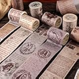Vintage Scrapbook Stickers, Retro Arts Stickers Decorative Masking Tape, DIY Junk Journal Supplies Collage Background Crafts Photo Frame,Style 6
