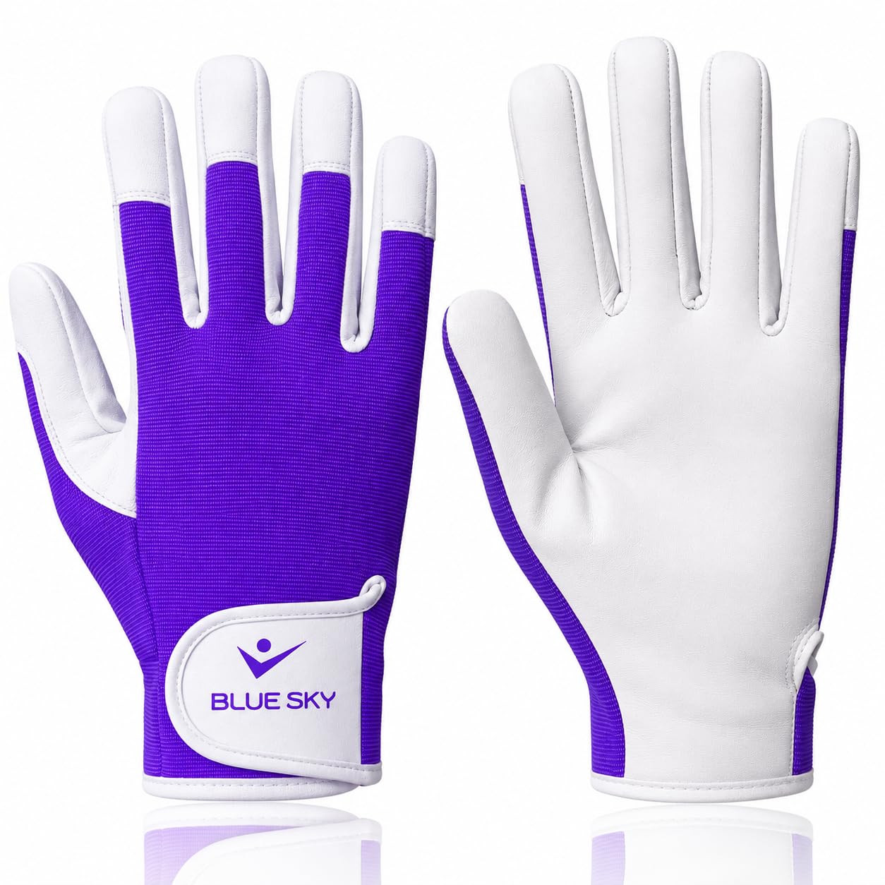 Leather Gardening Gloves Thorn Proof Spike Proof Work Gloves for Men & Women Breathable Non Slip Grip for Pruning Roses Weeding Planting & Garden Work Rigger Safety Gloves. (Purple & White, S)