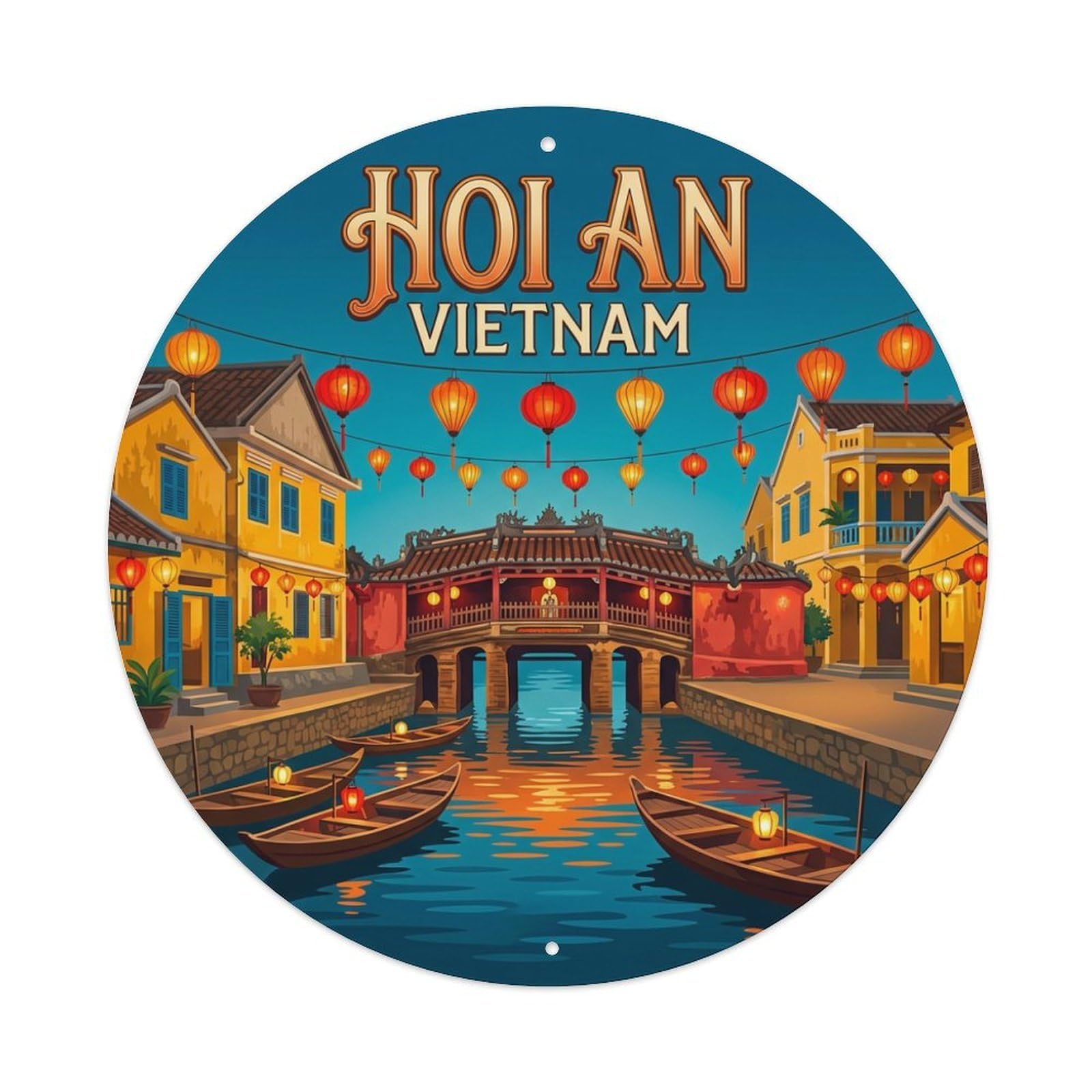 Xanthor Style Vietnam Vintage Travel Hoi An Metal Tin Sign