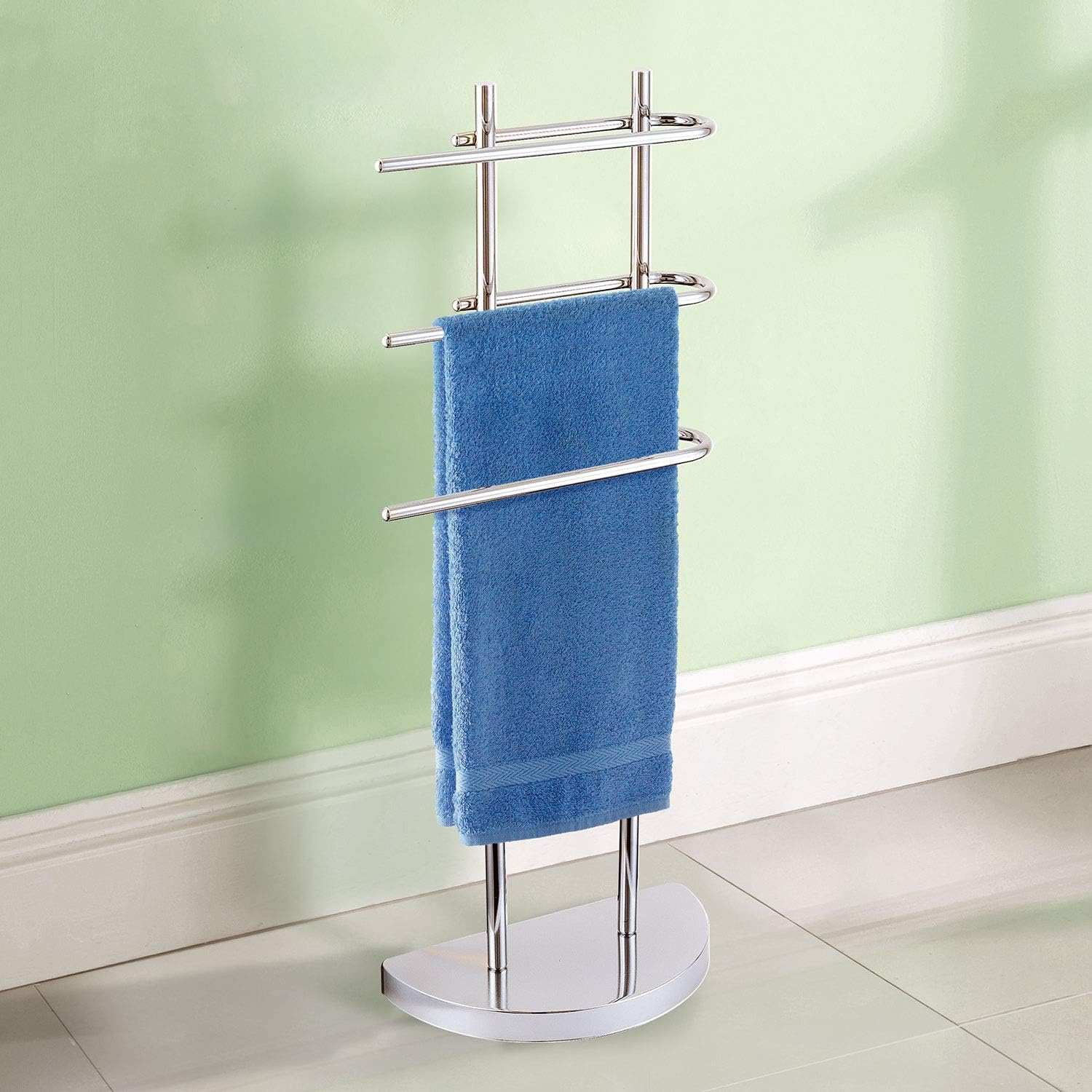 Taylor & Brown® Chrome Floor Standing Towel Stand with 3 UShaped Amazon.co.uk DIY & Tools
