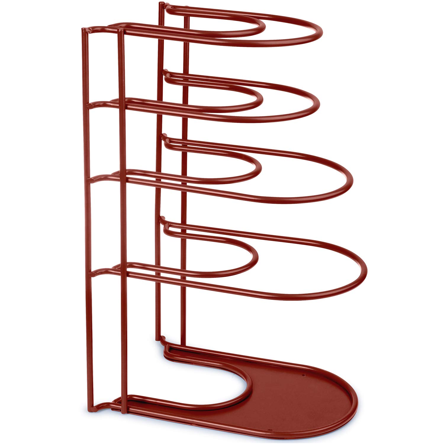 Cuisinel Heavy Duty Pots and Pans Organizer - Extra Large 5 Tier Pan Rack for Cast Iron Skillets, Griddles - Durable Construction - Space Saving Kitchen Storage - No Assembly Required - Red 15.4"-Inch